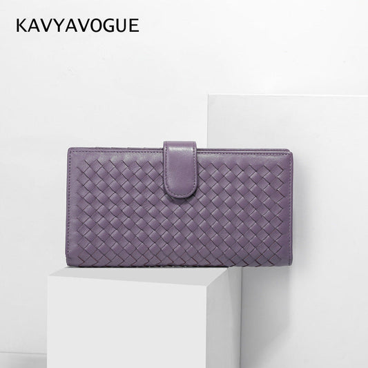 Women's & Men's & Leather Woven Long Clutch Zipper Ladies Wallets