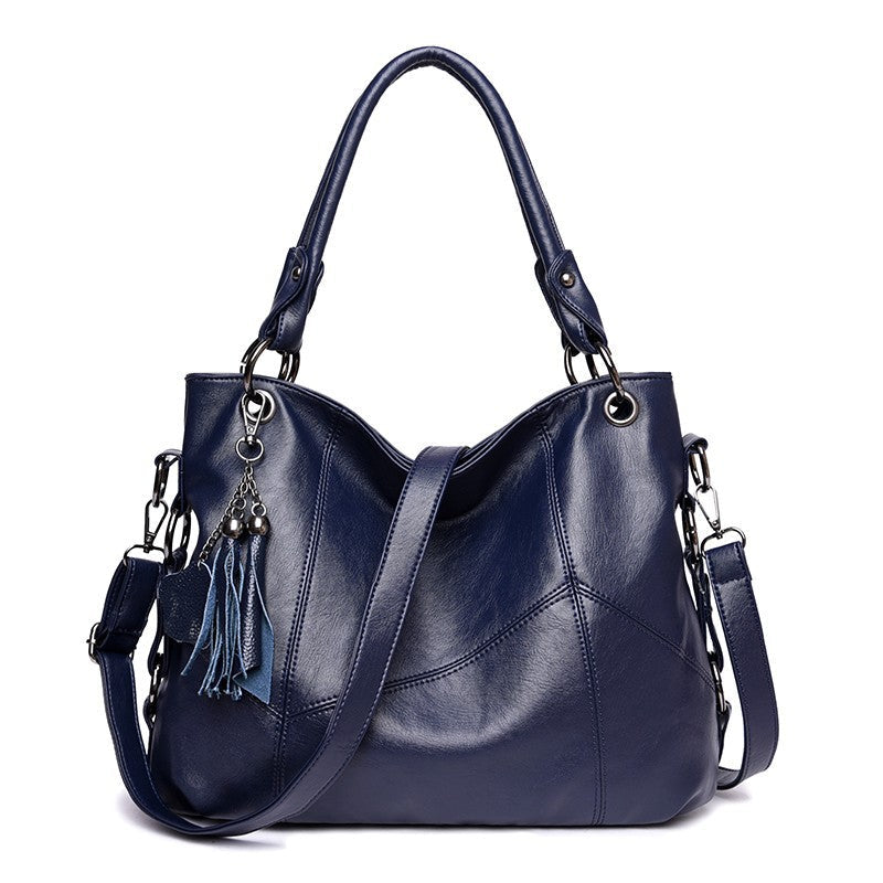 Women's Large Polyester Retro Fashion Stitching Tassel Shoulder Bags