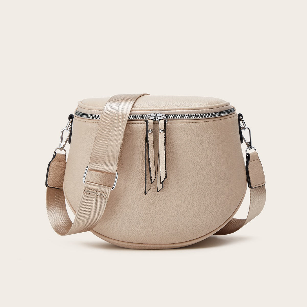Women's Fashion Vintage Saddle Lychee Pattern Wide Crossbody Bags