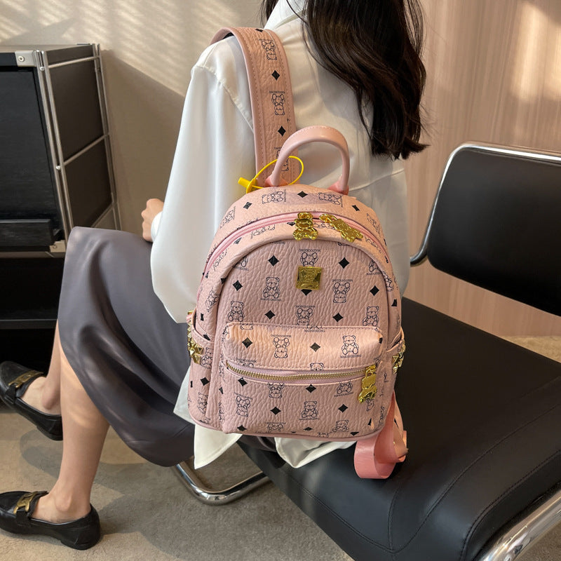 Women's Elegant Printed Bear Trend Versatile Backpacks