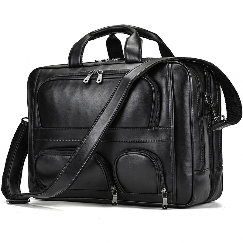 Men's Capacity Business Cowhide Brown Black Commuter Men's Briefcases
