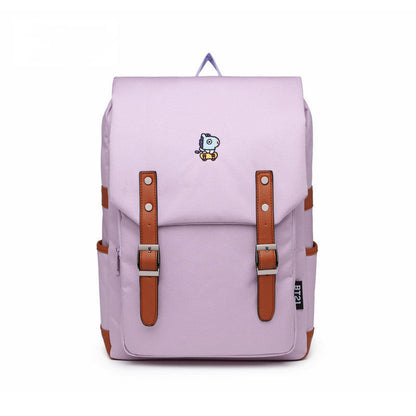 Korean Style Solid Color Retro Computer Backpacks