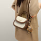 Women's Real Leather Contrast Color Saddle Bags