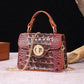 Women's Portable Retro Brahmin Crocodile Pattern Crossbody Bags