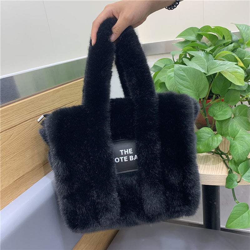 Women's Faux Fur Plush Shopping Commuter Bags