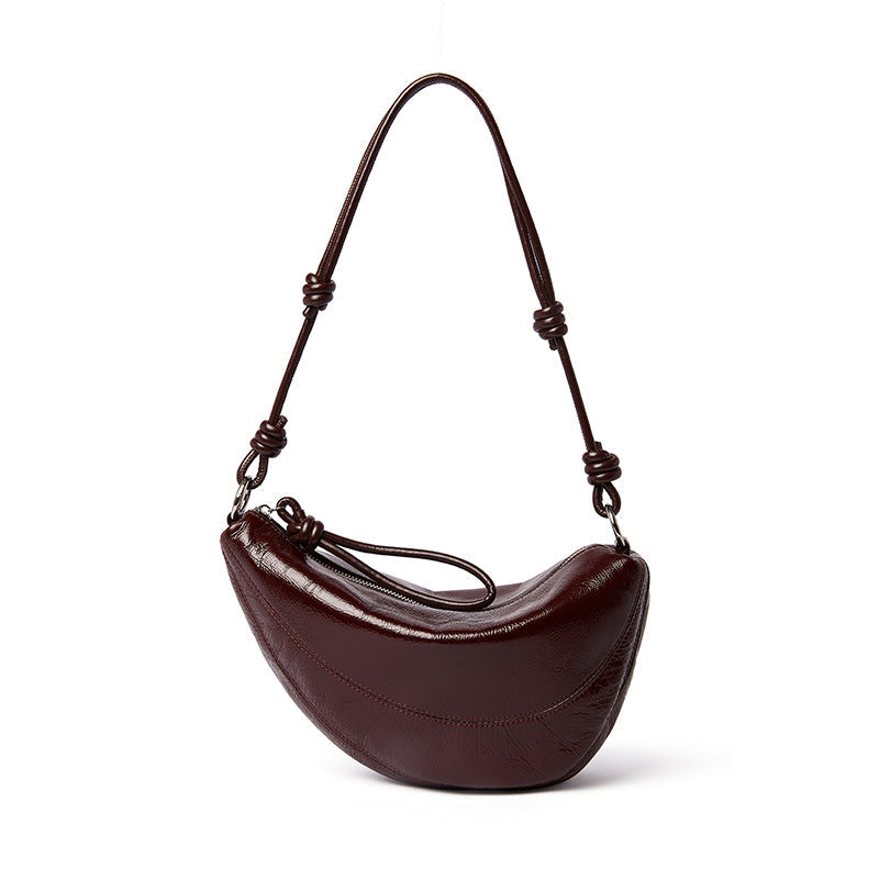Women's Genuine Leather First Layer Oil Wax Cowhide Saddle Shoulder Bags