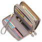 Women's Layer Cowhide Double Zip Clutch Trendy Ladies Wallets