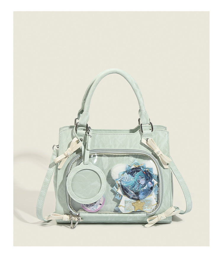 Two-dimensional Bowknot Cartoon Snacks Cute Sweet Contrast Shoulder Bags