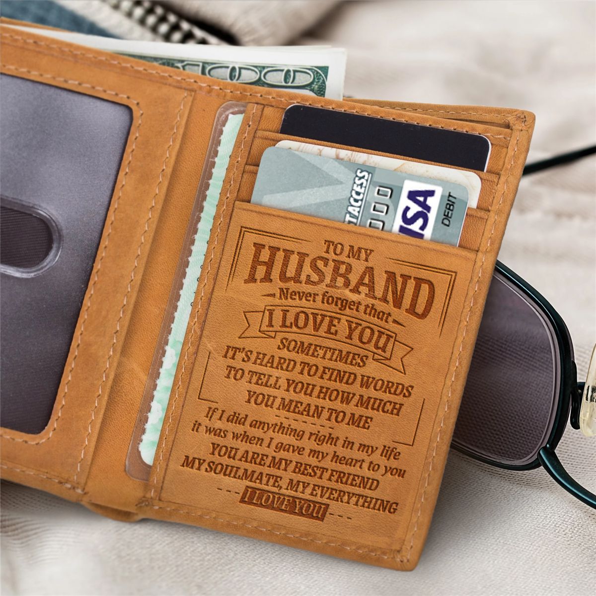 Men's For Husband Three-fold Crazy Horse Leather Men's Wallets