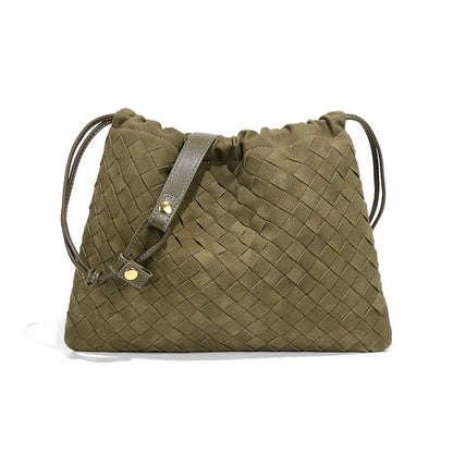 Women's Frosted Woven Drawstring Cloud Fashion Dumpling Shoulder Bags