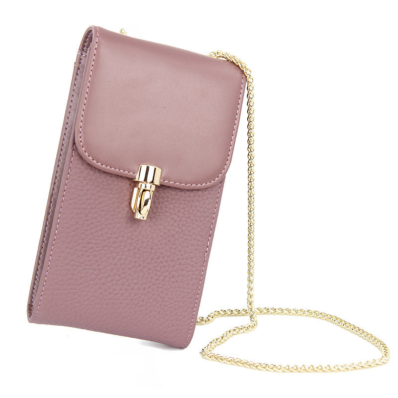Women's First Layer Leather High Sense Joker Chain Phone Bags