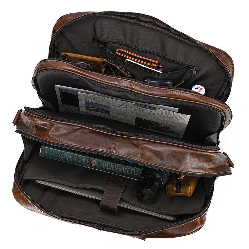Men's Capacity Business Cowhide Brown Black Commuter Men's Briefcases