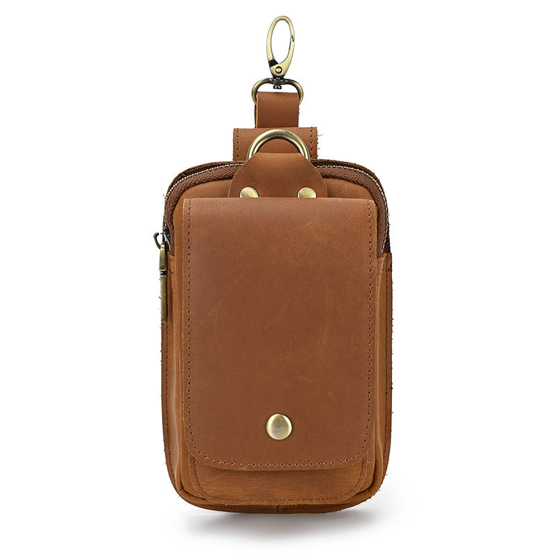 Men's Leather Crazy Horse First Layer Cowhide Hanging Men's Waist Packs