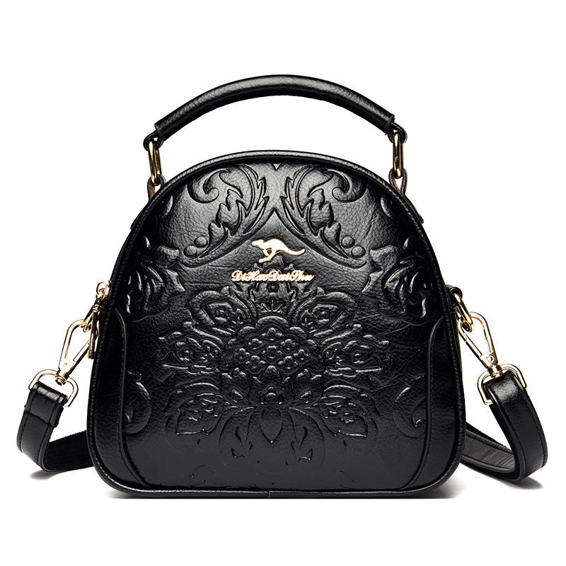 Women's Niche High Sense Round Embossed Mom Handbags