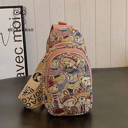 Women's Source Canvas Cartoon Bear Lightweight Waist Packs