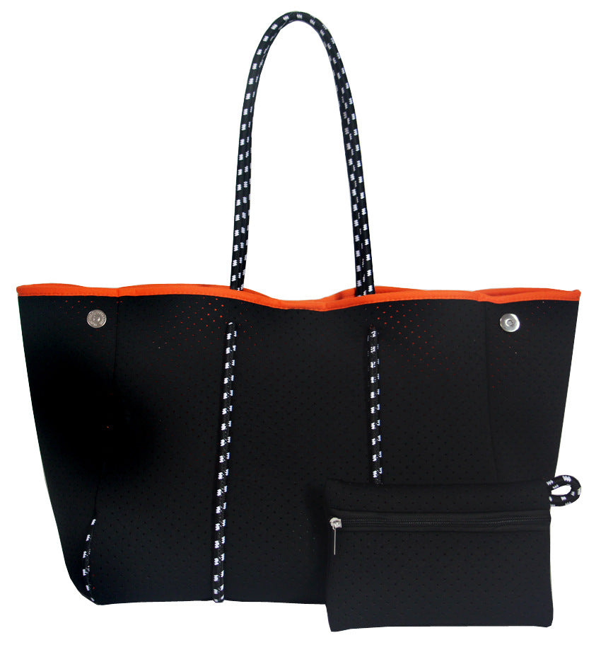 Leopard Print Printed Black Portable Beach Shoulder Bags