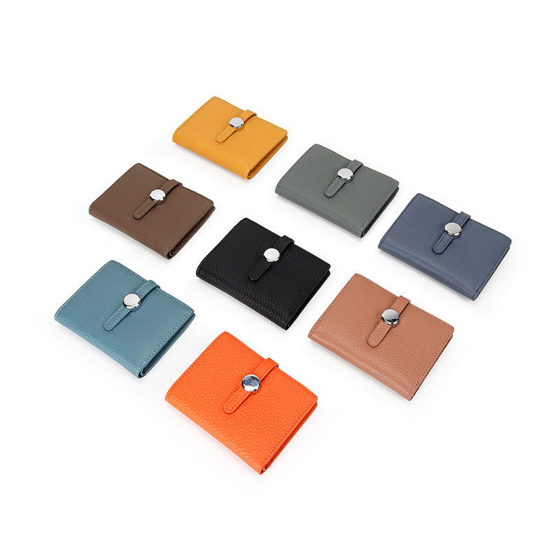 Women's First Layer Cowhide Short Trendy Genuine Ladies Wallets
