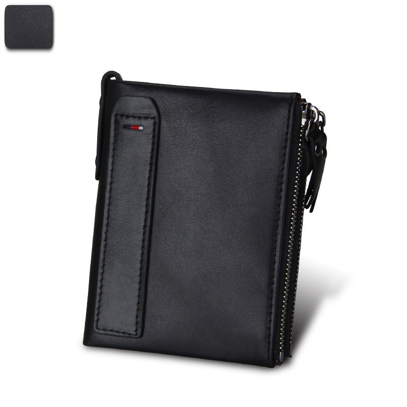 Men's Crazy Horse Cowhide Swiping Short Double Men's Wallets
