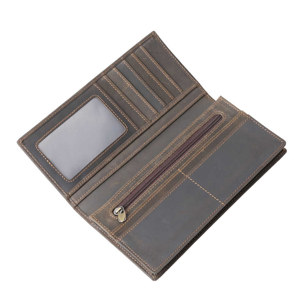 Men's Crazy Horse Leather First Layer Cowhide Large Capacity Men's Wallets