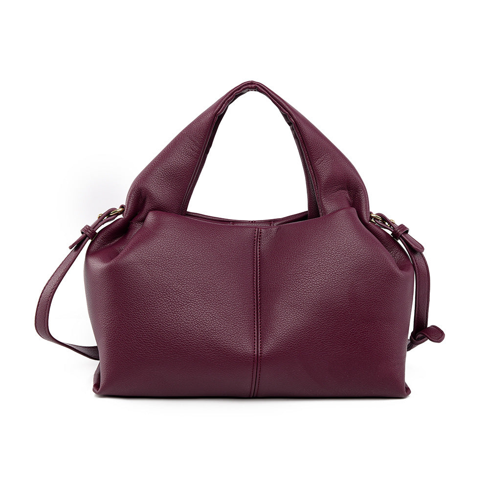 Women's French Soft Leather Cloud Fashion Simple Large Handbags