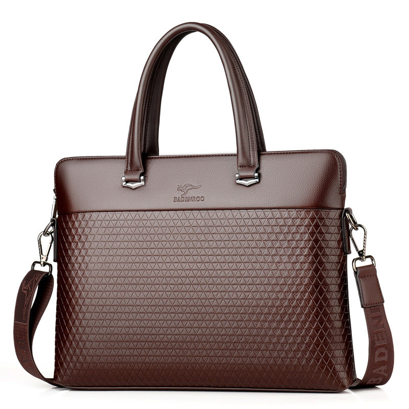 Men's Plaid Printed Horizontal Leisure Computer File Men's Handbags