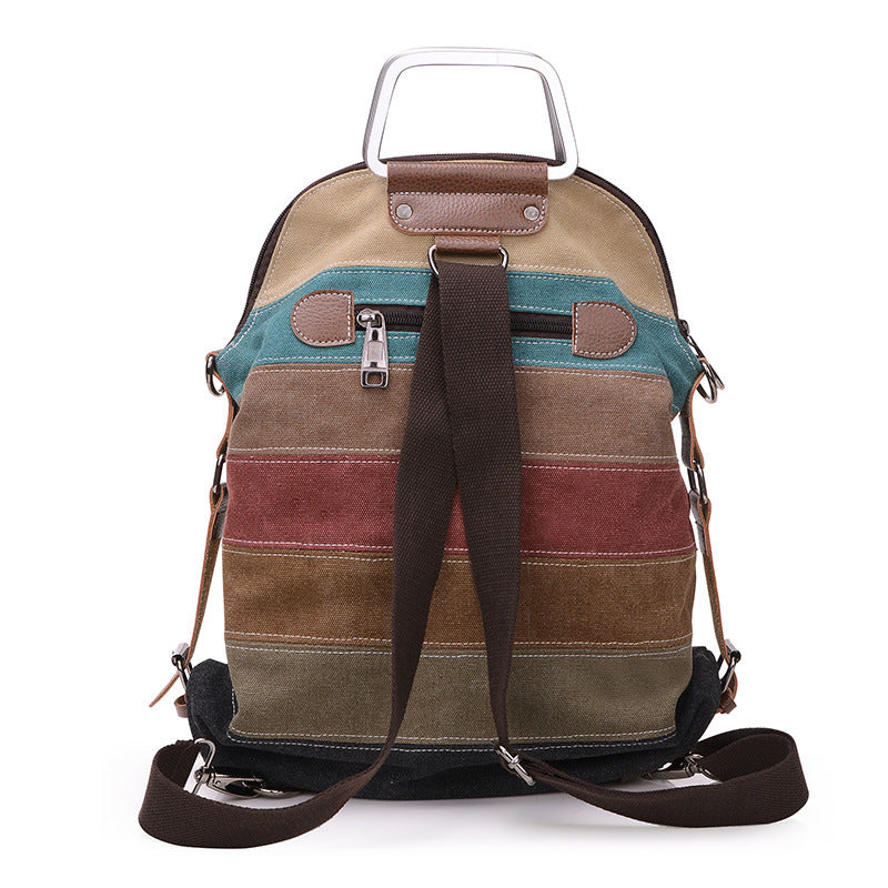 Women's Contrast Color Korean Style Canvas Large Crossbody Bags