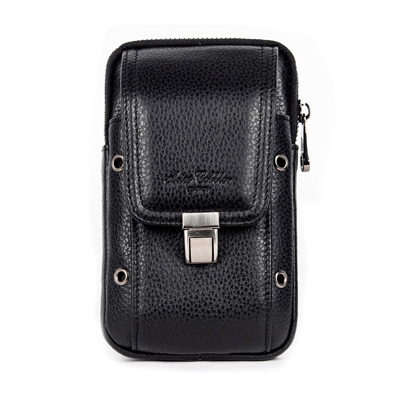 Men's Multifunctional First Layer Cowhide Embossed Iris Phone Bags