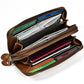Men's Crazy Horse Leather Long Real Zipper Cowhide Men's Wallets