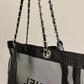 Women's Counter Nylon Screen Net Chain Black Tote Bags