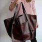 Women's Simple Big Soft Leather Large Capacity Bags