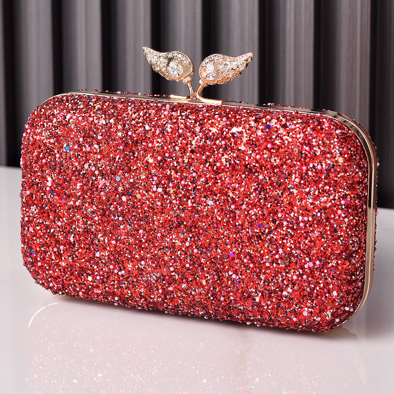 Sequins Dinner Wings Diamond Decorations Dress Garment Black Evening Bags