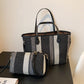 Women's Composite Fashionable Contrast Color Striped Commuter Shoulder Bags
