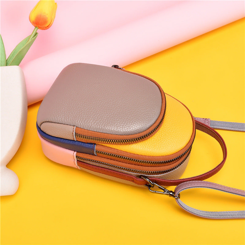 Women's Leather Hand-held First Layer Cowhide Phone Bags