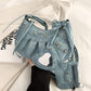 Women's Underarm Retro Rivet Motorcycle Pleated Crescent Crossbody Bags