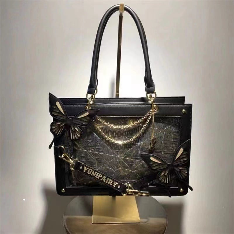 Labyrinth Butterfly Cartoon Gothic Spider Web Tote Bags
