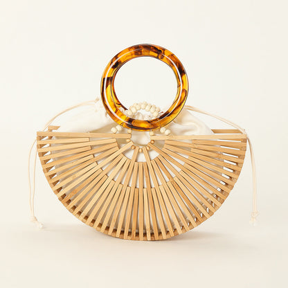 Women's Semicircle Niche Bamboo Hand-woven Beach Handbags