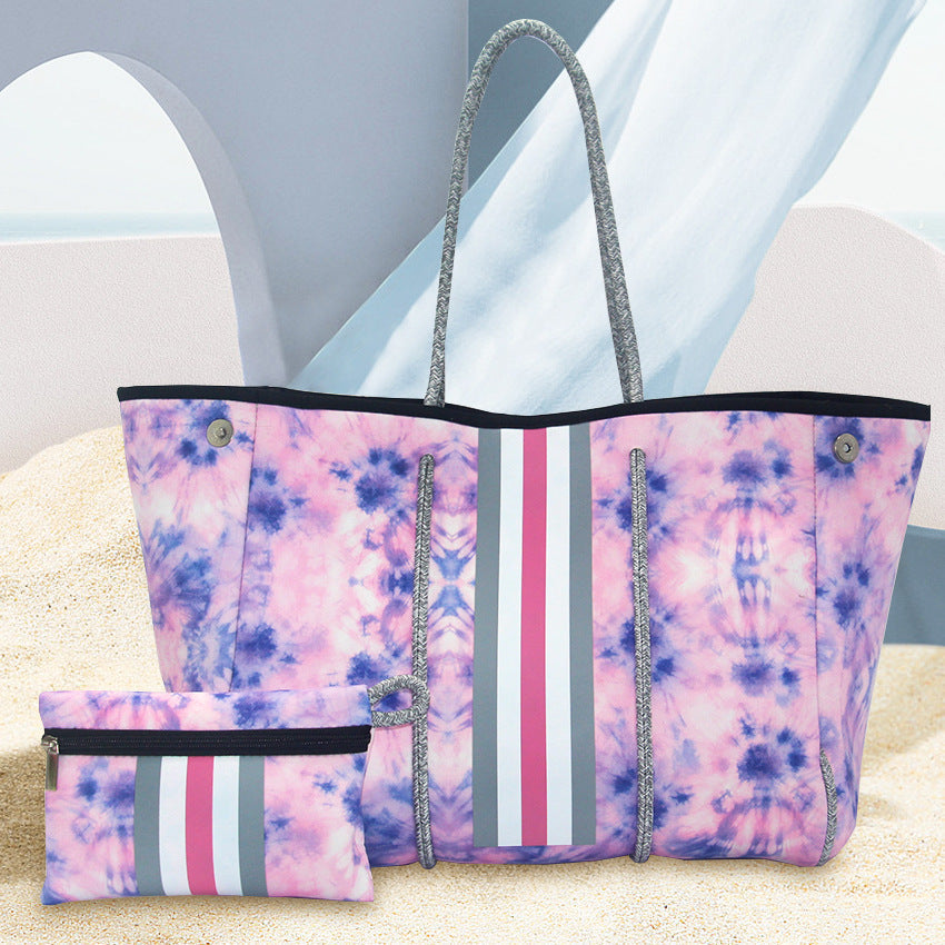 Leopard Print Printed Black Portable Beach Shoulder Bags