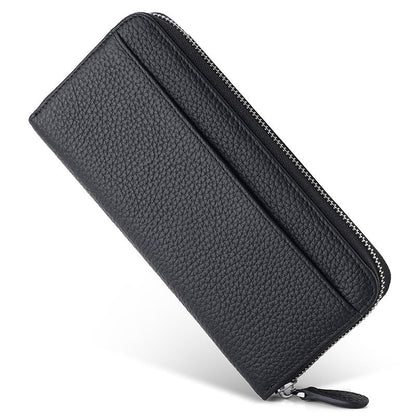 Women's Genuine Leather Long Zipper Clutch Ladies Wallets