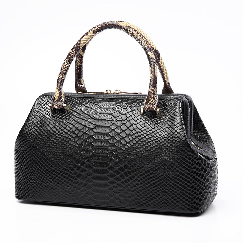 Women's First Layer Leather Hand Holding Pillow Boston Handbags
