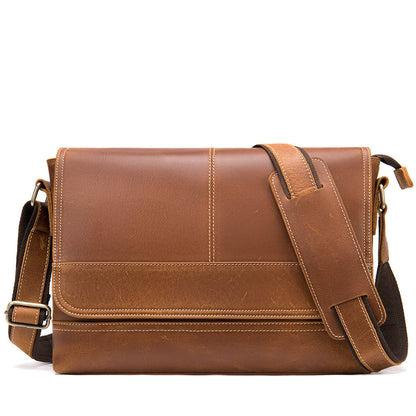 Men's Genuine Leather Retro Cowhide Large Capacity Men's Shoulder Bags