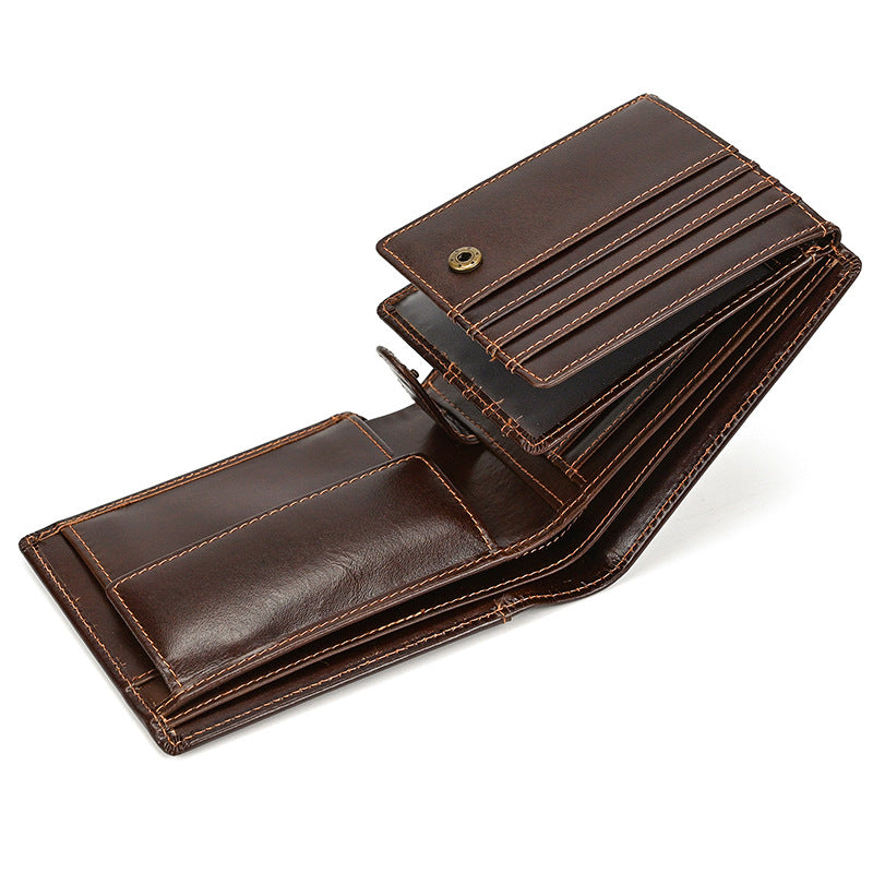 Multiple Slots First Layer Cowhide Oily Bags