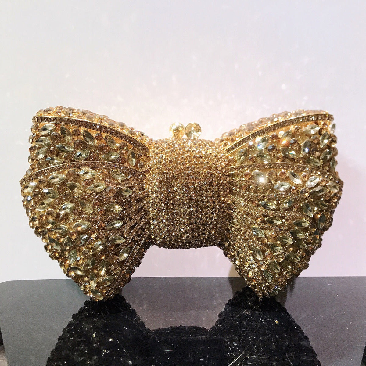 Women's Banquet Dress With Diamond Bow Holding Evening Bags