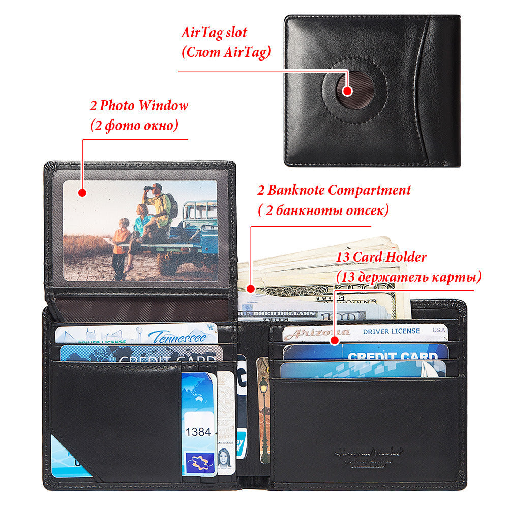 Layer Cowhide With Hole Leather For Men's Wallets
