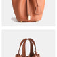 Layer Cowhide Lychee Pattern Solid Color Bucket Bags