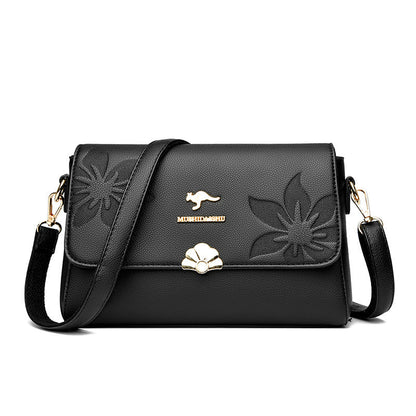 Real Soft Leather Embossed Female Temperament Shoulder Bags