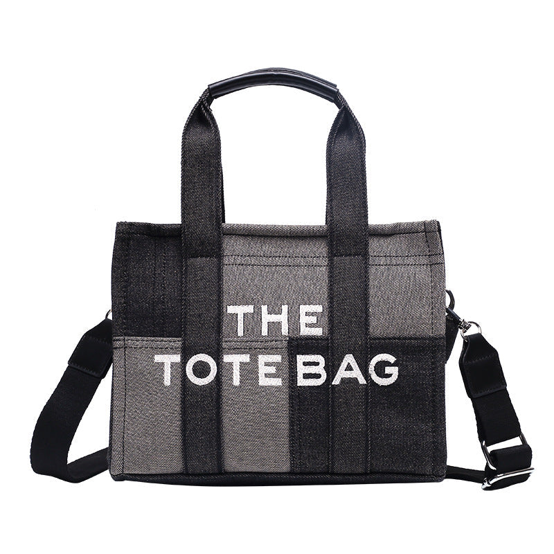 Women's Denim Fashion Retro Niche Stitching Embroidered Bags