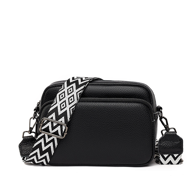 Women's & Men's Black Trendy Autumn Cowhide Solid Color Crossbody Bags