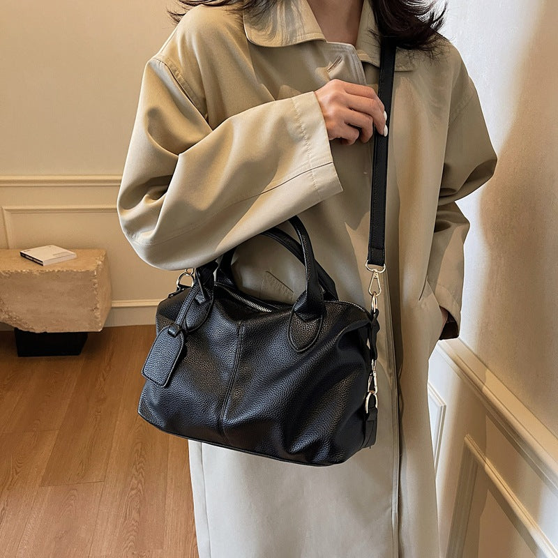 Retro Solid Color Texture Large Capacity Crossbody Bags