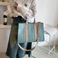 Women's Canvas Contrast Color Large Capacity Fashionable Tote Bags