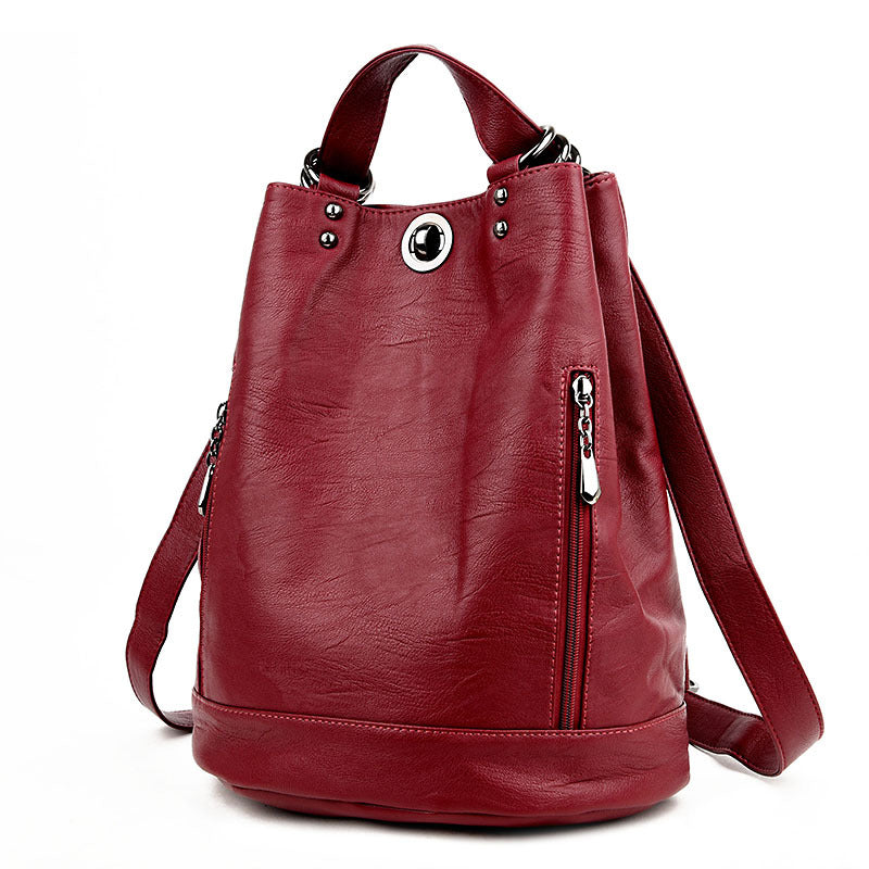 Women's Fashion Soft Leather Large Capacity Backpacks